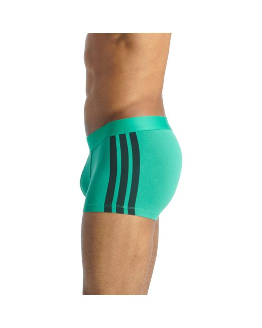 Adidas Green Active Flex Cotton 3 Stripes Trunk (2Pk) for men