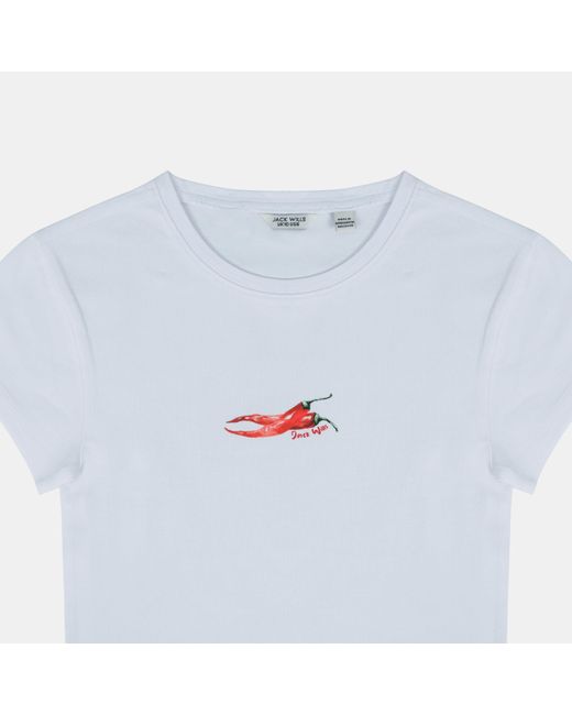 Jack Wills Blue Graphic Cotton Short Sleeve Crew Neck Print Crop Top
