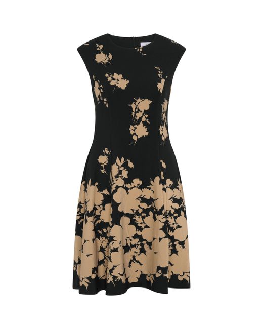 Gina Bacconi Black Holli Floral Fit & Flare Dress