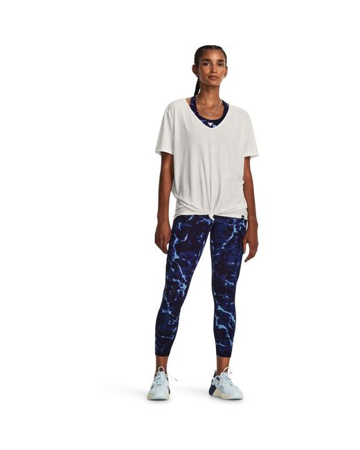 Under Armour White Deep V Short-Sleeve Performance Gym Top