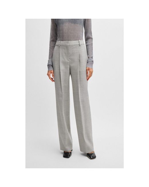 Boss Gray Tanity 10260288 01 Straight Leg Trousers