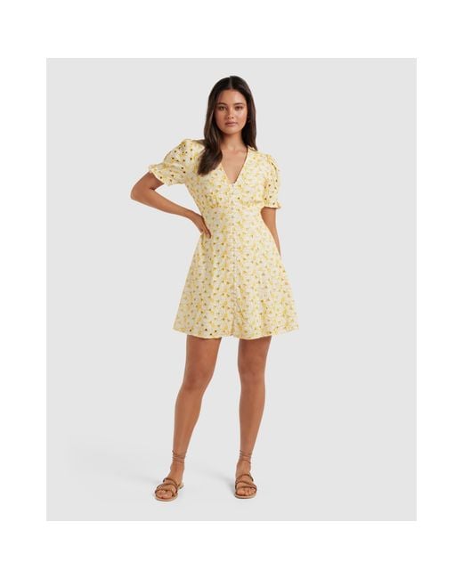 Forever New Yellow Saffron Broderie Mini Sun Dress