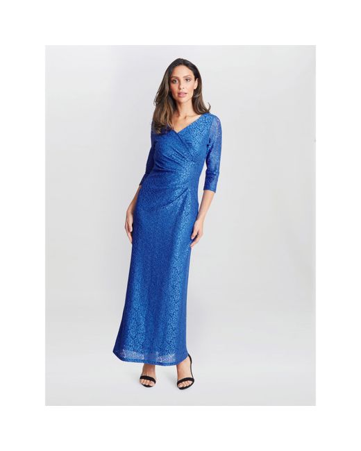 Gina Bacconi Blue Fearne Lace Wrap Maxi Dress