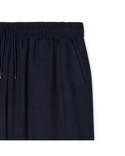 Emporio Armani Blue Beachwear Straight Leg Trousers for men