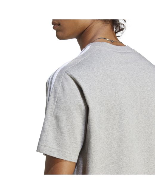 Adidas Gray Essentials 3-Stripes T-Shirt for men