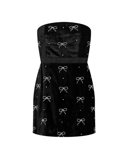 LoveShackFancy Black Rinwell Rhinestone Bow Dress