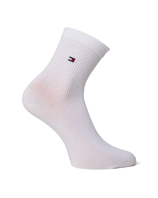 Tommy Hilfiger Blue Ribbed Logo Ankle Socks