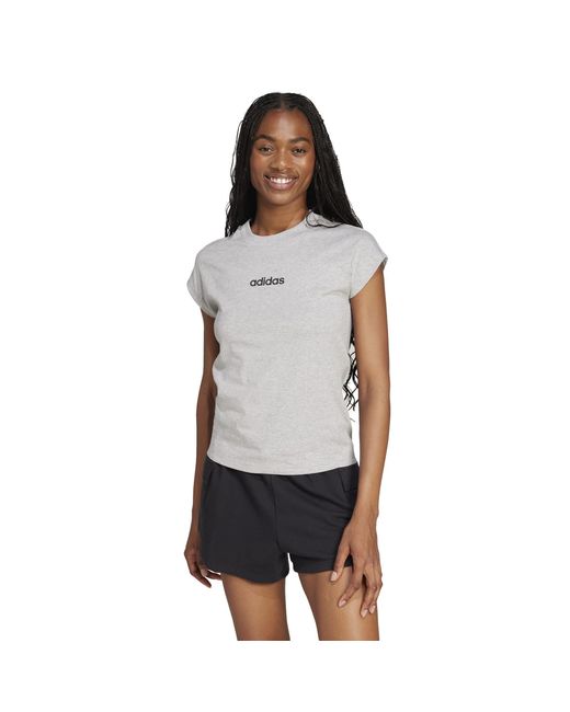 Adidas Gray Essentials Linear Cotton T-Shirt