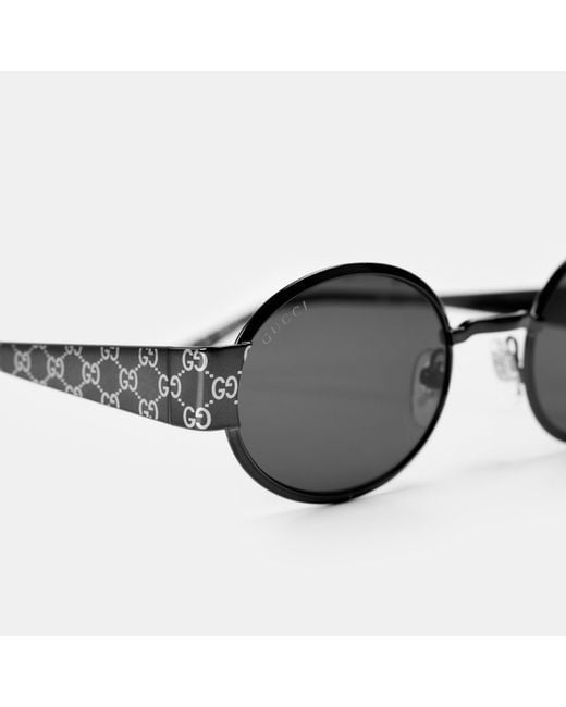 Gucci Metallic Monogram Round Sunglasses