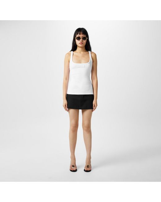 Versace White 90S Vintage Logo Ribbed Tank Top