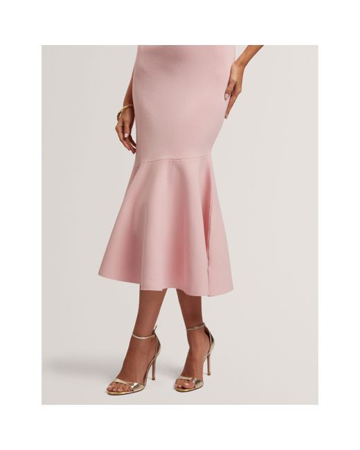 Ted Baker Pink Short Sleeve Midi Knitted Jumper Dress