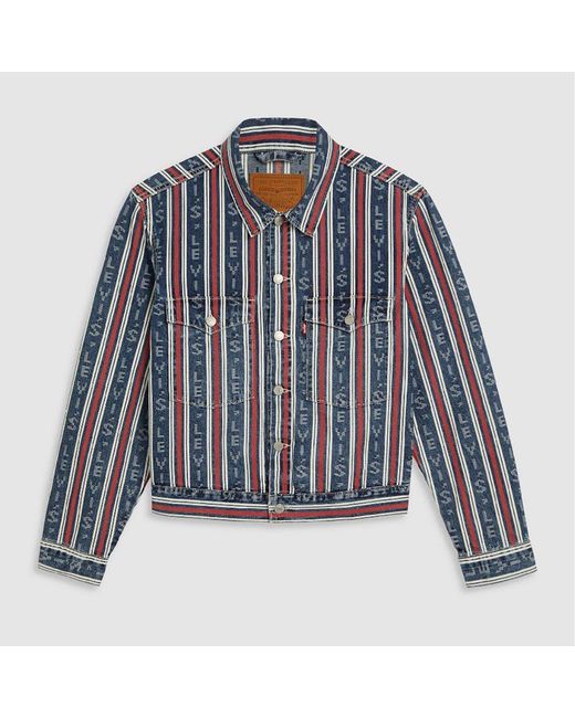 Levi's Blue Levi's Vertical Stripe Patterned Denim Jacket for men