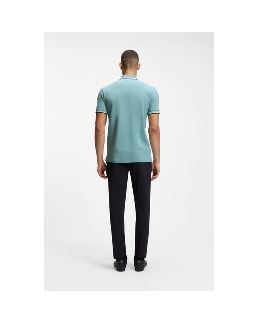 Boss Blue Paddy Polo Shirt With Contrast Tipping for men
