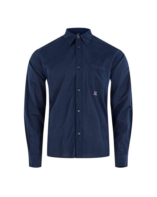 C P Company Blue Long Sleeve Shirt for men