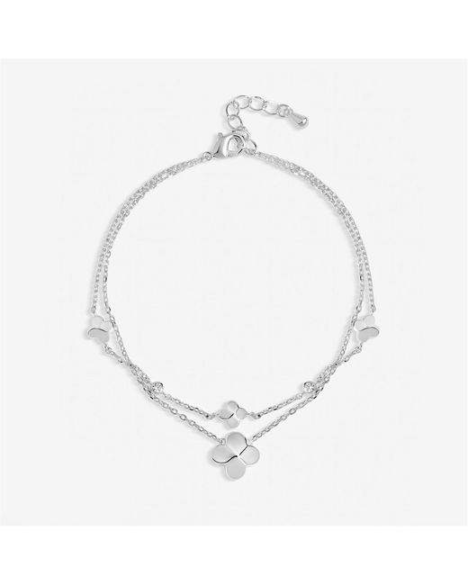 Inicio Metallic Plated Station Clover Bracelet