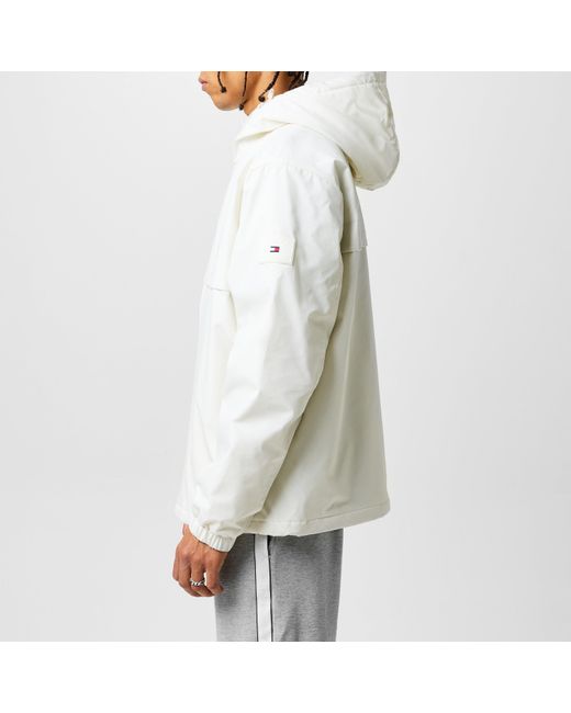 Tommy Hilfiger White Technical Hooded Long Sleeve Zip Windbreaker for men