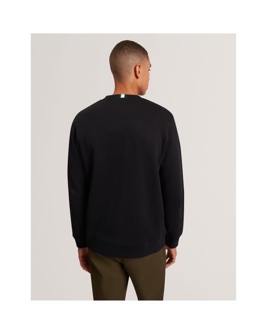 Ted Baker Black Long-Sleeve Crew Tracksuit Top for men