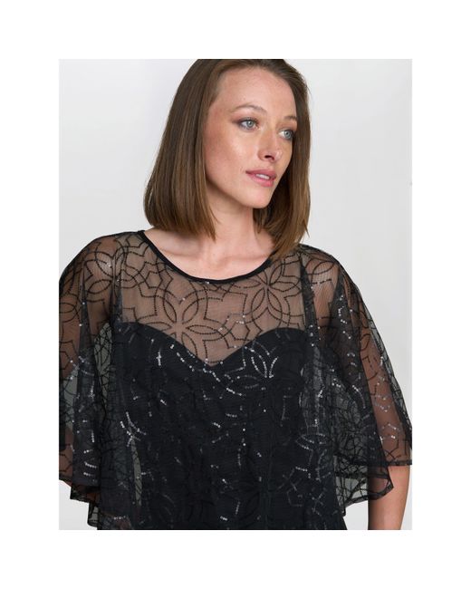 Gina Bacconi Black Anoushka Maxi Dress With Sheer Cape
