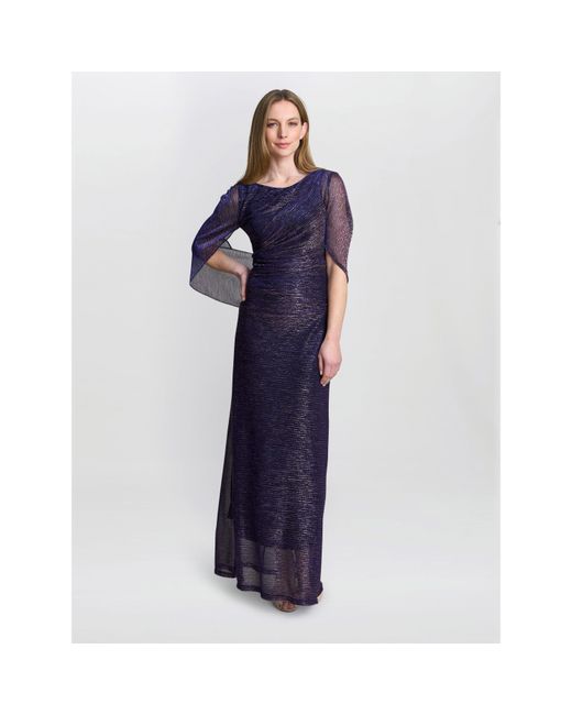 Gina Bacconi Blue Joanna Metallic Knit Maxi Dress