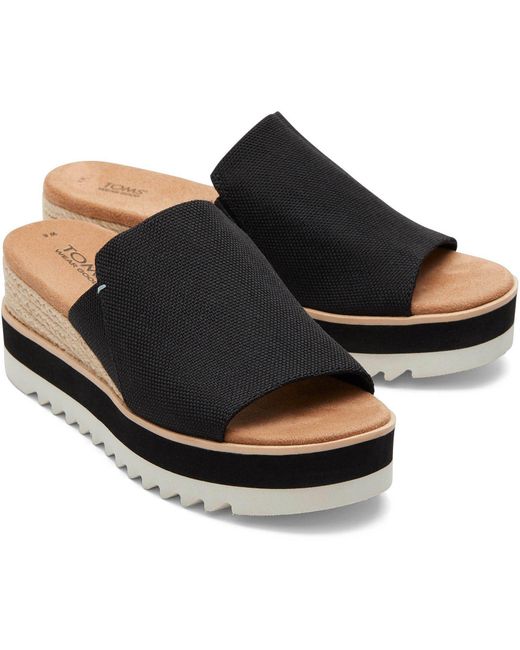 TOMS Black Diana Wedge Flatform Sandal