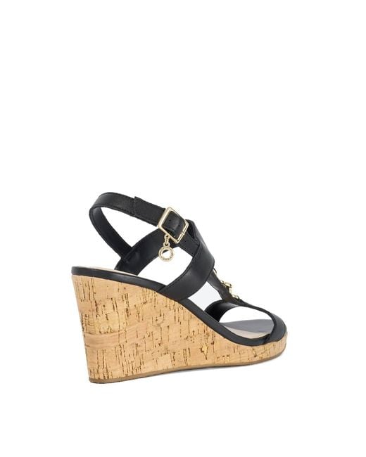 Dune Black Kasslie Wedge Heeled Sandals