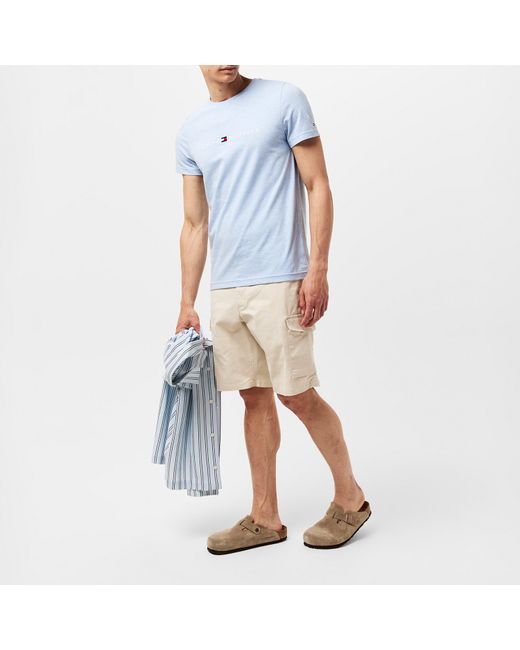 Tommy Hilfiger Blue Logo Crew Neck T Shirt for men