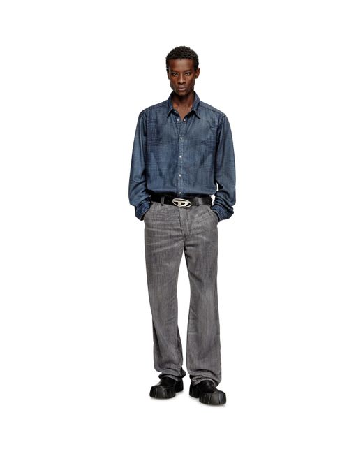 DIESEL Blue Long Sleeve Denim Shirt for men