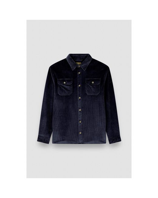 Paul & Shark Blue Corduroy Relaxed Fit Overshirt for men