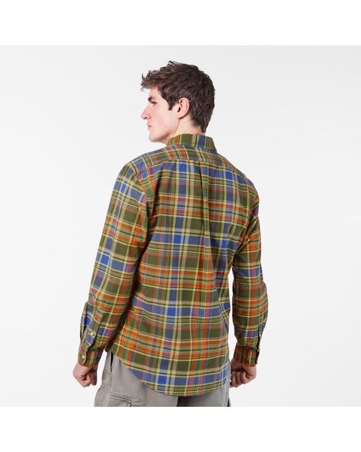 Polo Ralph Lauren Green Oxford Check Long Sleeve Shirt for men