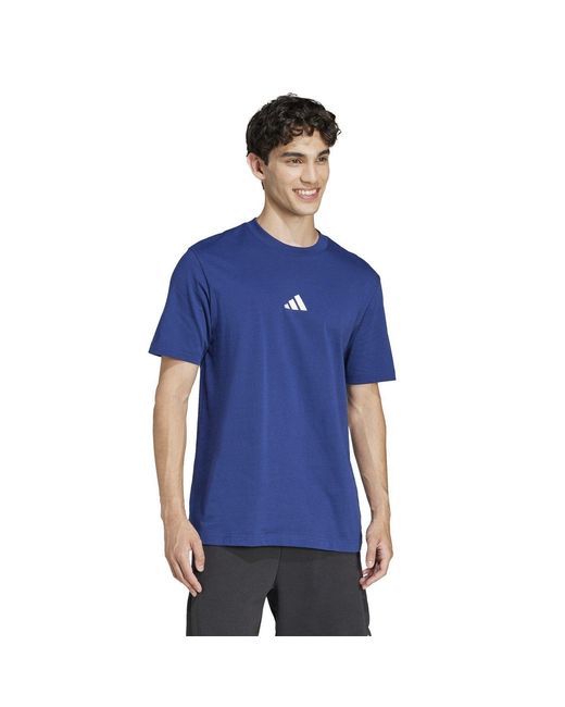 Adidas Blue Essentials Single Jersey Logo T-Shirt for men