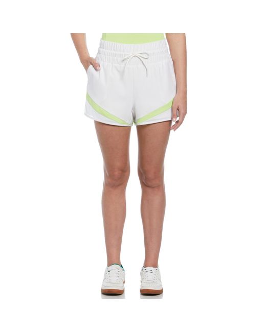 Original Penguin Women's High Waist Tennis Short With Mesh Inserts In Bright White