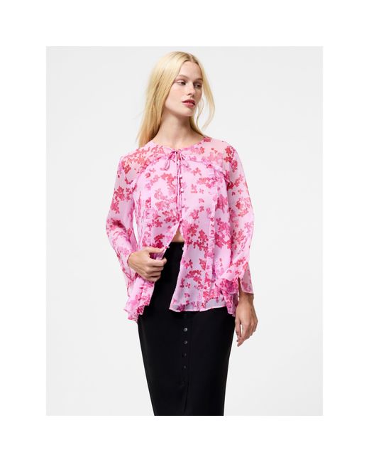 French Connection Pink Isla Long-Sleeve Blouse