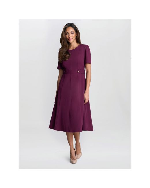 Gina Bacconi Purple Mel Fit And Flare Midi Dress
