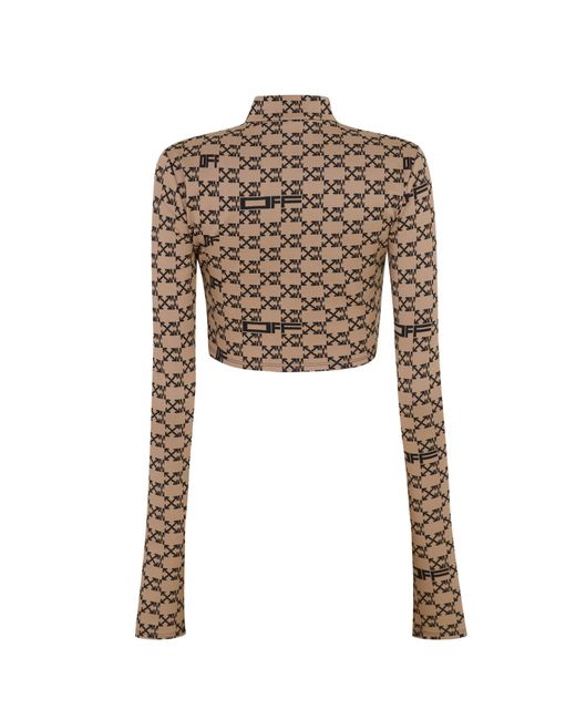 Off-White c/o Virgil Abloh Multicolor Cropped Mock Neck Long Sleeve Tracksuit Top