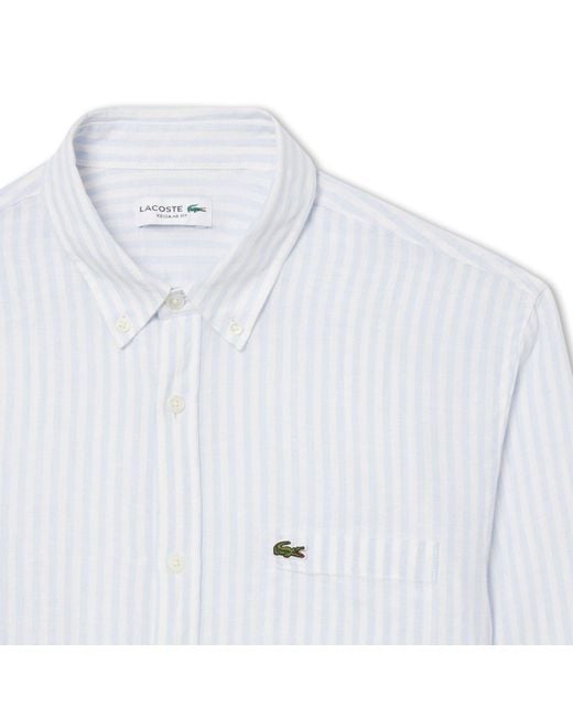 Lacoste White Long Sleeve Patterned Shirt for men