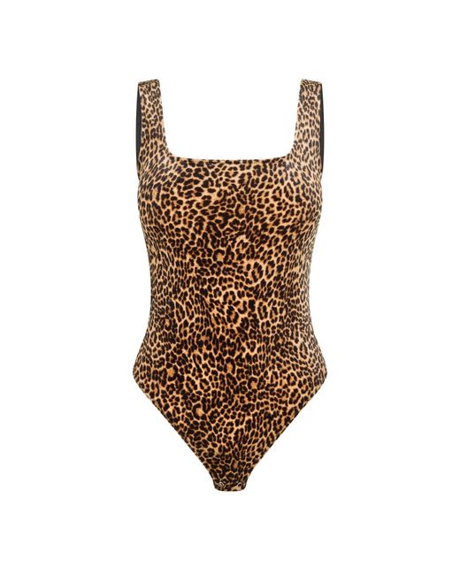GOOD AMERICAN Brown Tank Velvet Bodysuit
