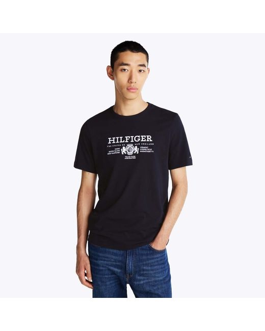 Tommy Hilfiger Blue Crest Logo Embroidery T-Shirt for men