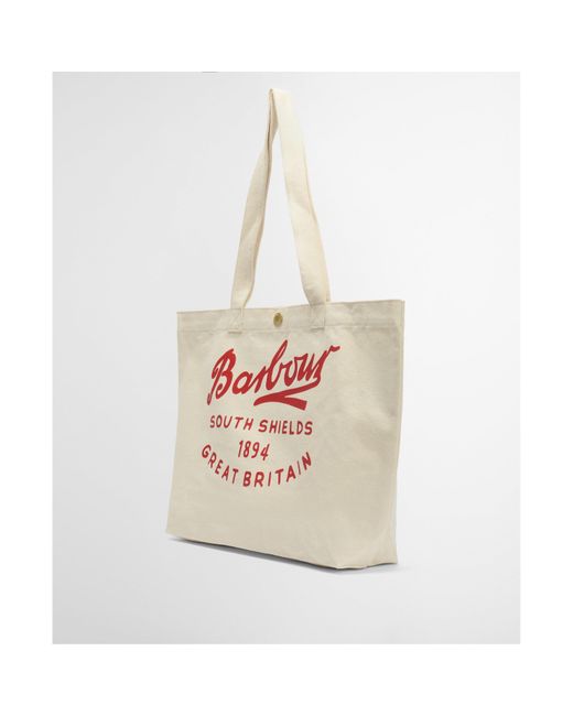 Barbour White Script Tote Bag