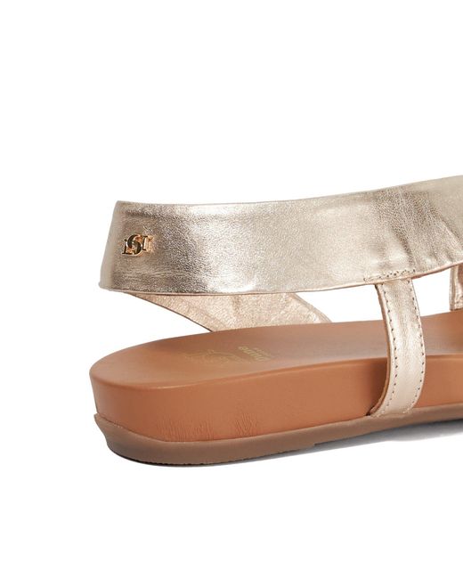 Dune Brown Lucina Flat Sandals