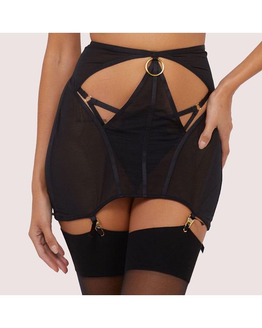 Wolf & Whistle Black Emilia Mesh Cut Out Double Ring Girdle