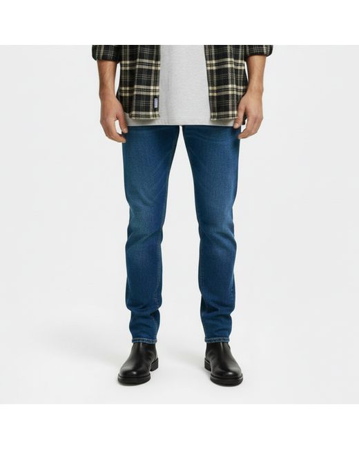 7 For All Mankind Blue Straight Leg Jeans for men