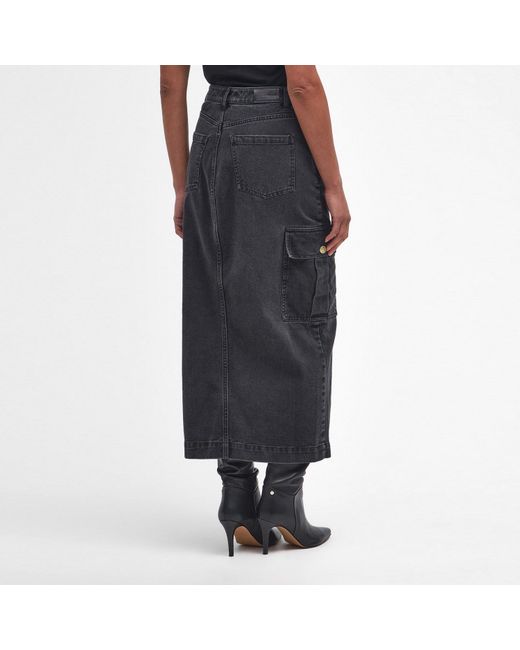 Barbour Black Tamsin Cargo Midi Skirt