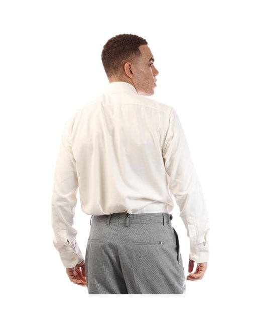 Boss White H Joe Spread Long Sleeve Oxford Shirt for men