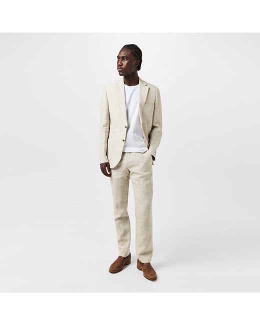 Without Prejudice Natural Frith Slim Fit Linen Jacket for men