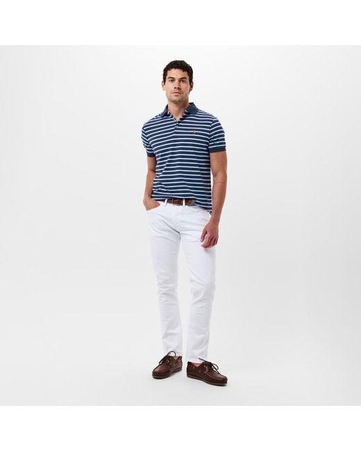 Polo Ralph Lauren Blue Pima Cotton Stripe Tailored Fit Short Sleeve Shirt for men