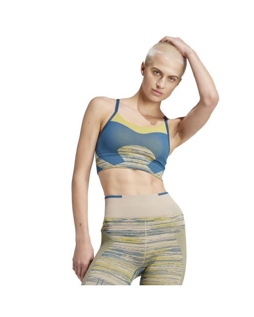 Adidas Blue By Stella Mccartney Truestrength Yoga Seamless Medium Support Sports Bra