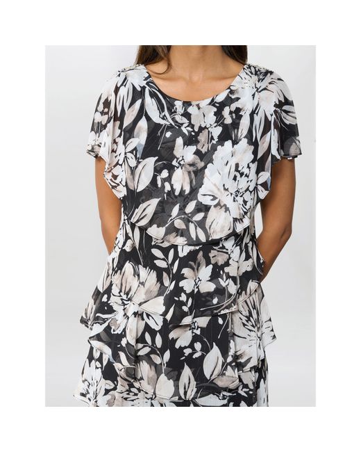 Gina Bacconi Multicolor Blossom Printed Midi Dress