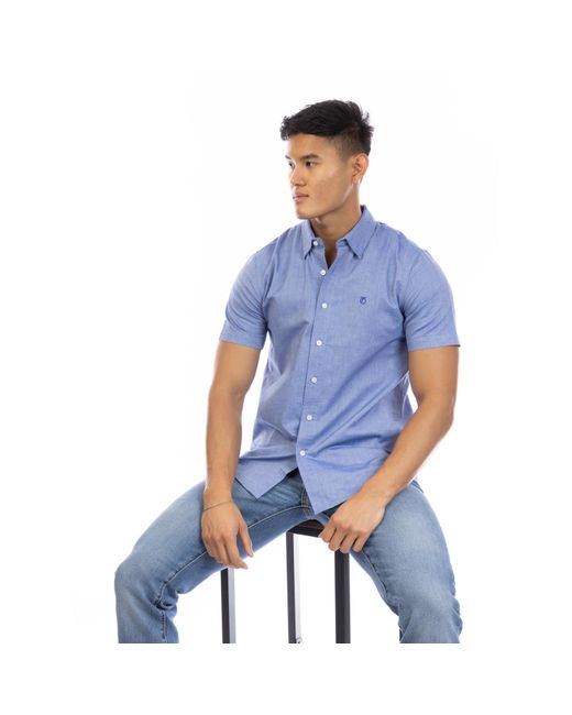 Peter Werth Blue Church Short Sleeve Plain Shirt for men