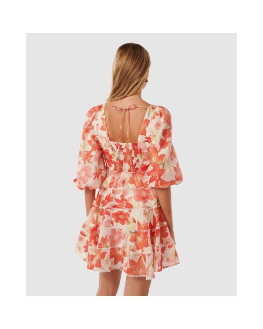 Forever New Orange Cindy Tiered Floral Skater Dress