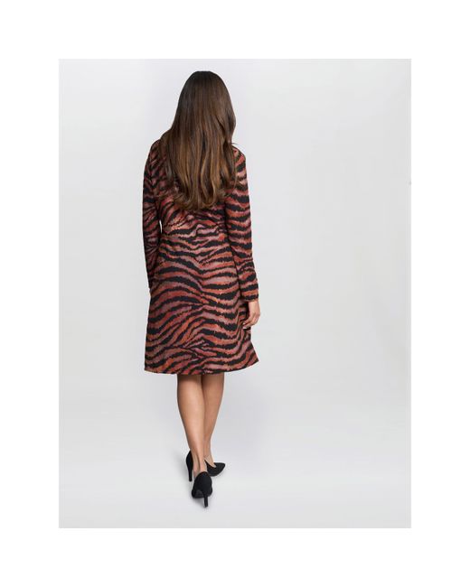 Gina Bacconi Red Aisling Animal Print Dress